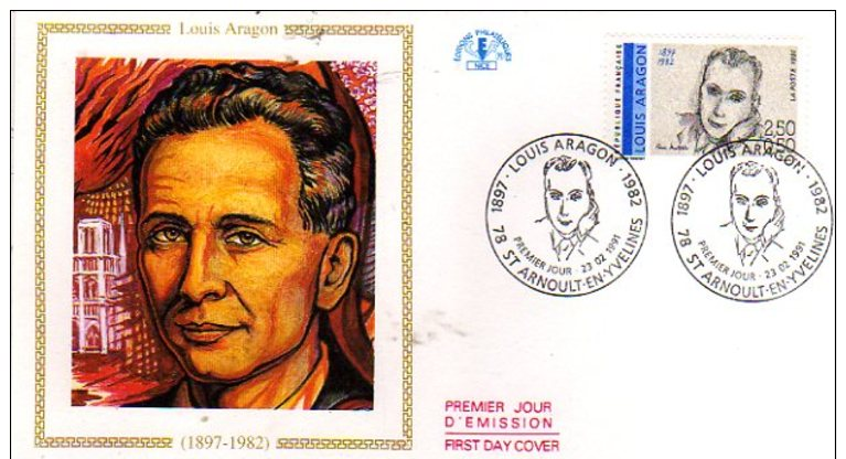 78  SAINT ARNOULT EN YVELINES  Louis Aragon 1897/1982 Poète  23/02/91 - Escritores