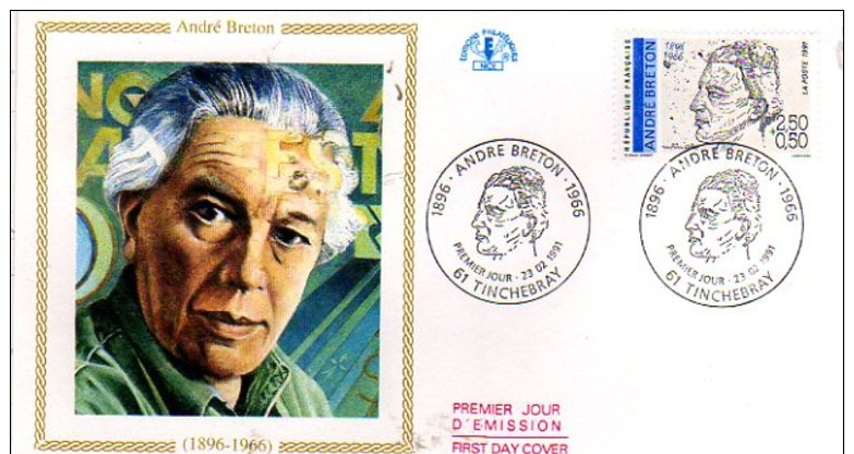 61  TINCHEBRAY  André Breton 1896/1966 Poète Surréaliste  23/02/91 - Escritores