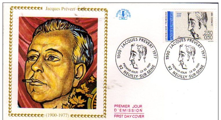 92  NEUILLY SUR SEINE  Jacques Prévert 1900/1977 Poète Et Scénariste  23/02/91 - Escritores