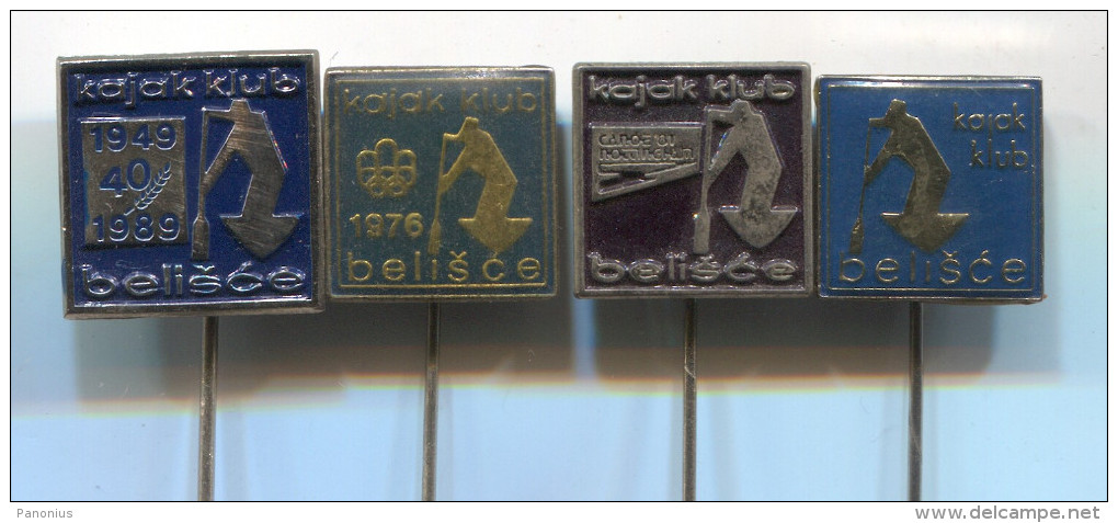 Rowing, Kayak, Canoe, Rafting - Club BELISCE Croatia, Vintage Pin  Badge, 4 Pieces - Canoeing, Kayak