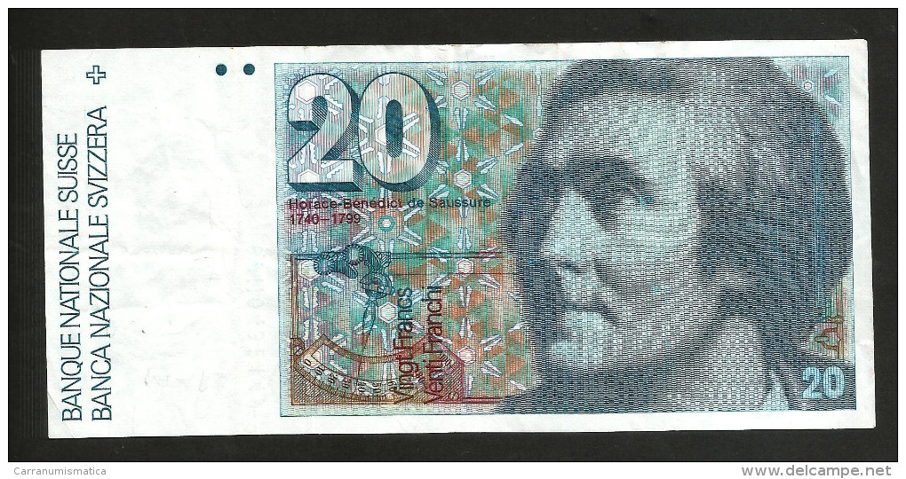 SVIZZERA / SUISSE / SWITZERLAND - NATIONAL BANK - 20 FRANCS / FRANKEN - De Saussure - Suisse