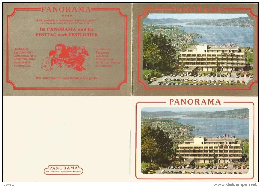 FEUSISBERG SZ Höfe Hotel Restaurant PANORAMA Doppel-Schreibkarten 10 X 29 Cm 2 Karten - Feusisberg