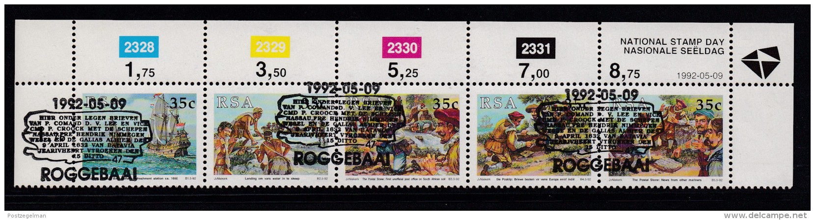 SOUTH AFRICA, 1992, Cancelled To Order Stamps, 1 Control Strip Of 5, National Stamp Day,  SA 762-766 - Usados