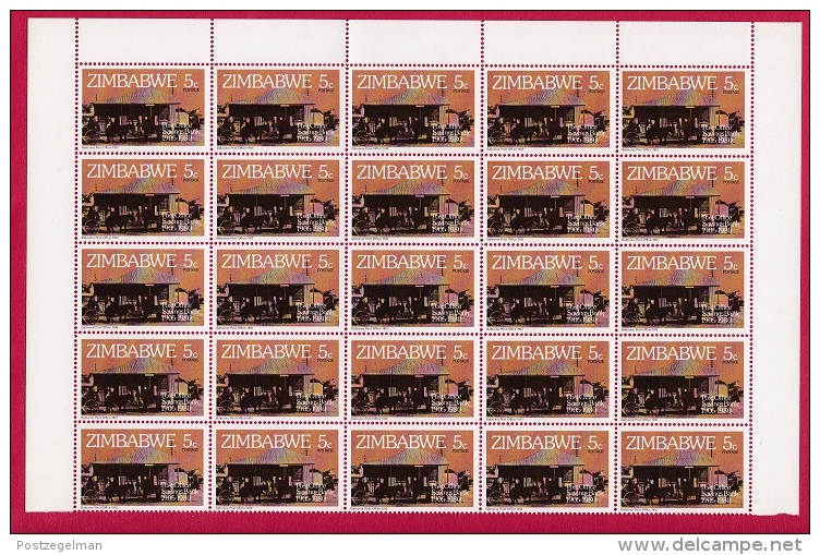 ZIMBABWE, 1980, Cancelled To Order Stamps, 4 Control Block Of 25, Postal Savings Bank  M 247-250 - Zimbabwe (1980-...)