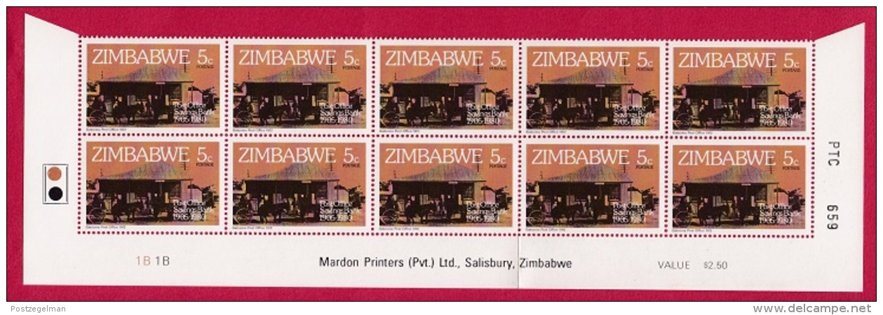 ZIMBABWE, 1980, Cancelled To Order Stamps, 4 Control Block Of 10, Postal Savings Bank  M 247-250 - Zimbabwe (1980-...)