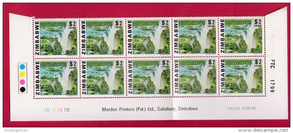 ZIMBABWE, 1980, Cancelled To Order Stamps, 4 Control Block Of 6, Definitives,  M 227-241 - Zimbabwe (1980-...)