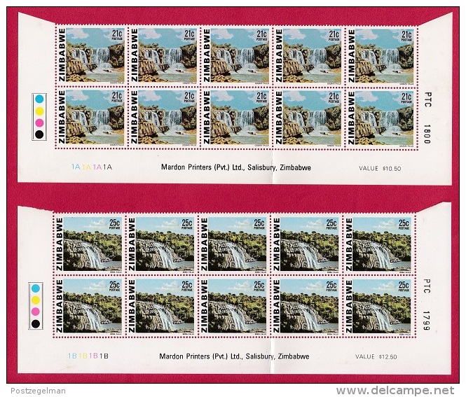 ZIMBABWE, 1980, Cancelled To Order Stamps, 4 Control Block Of 6, Definitives,  M 227-241 - Zimbabwe (1980-...)