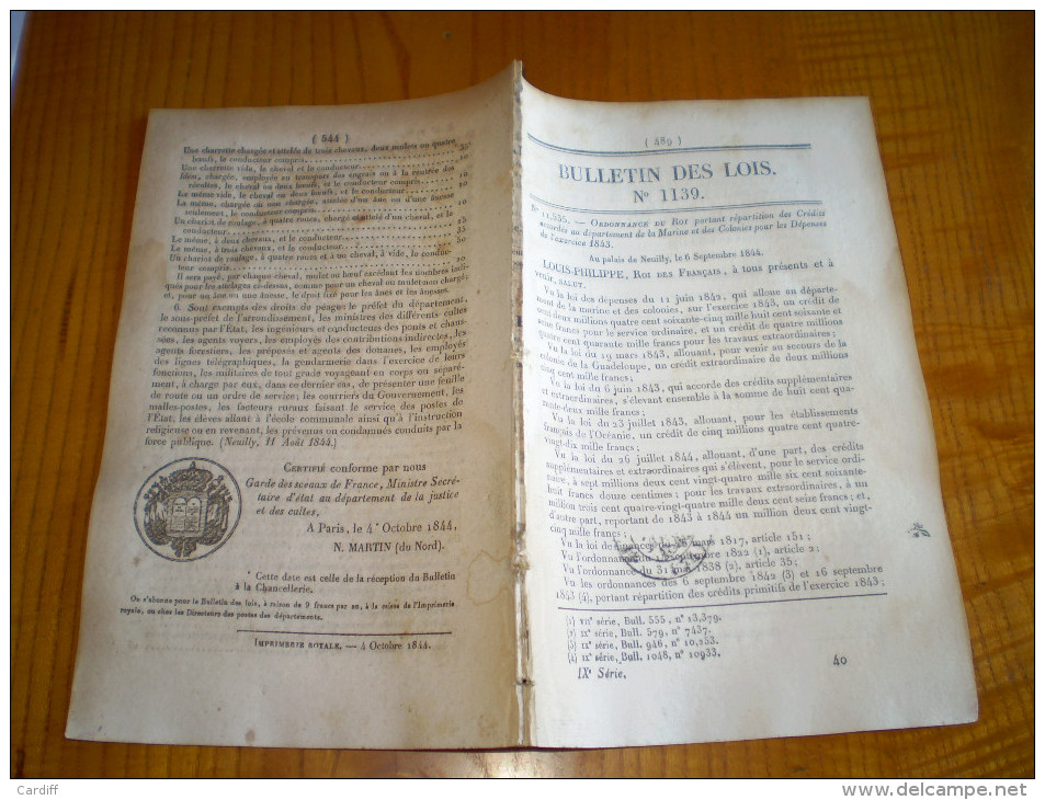 Bulletin Des Lois :Crédits Marine & Colonies:Guyane,St Pierre & Miquelon,Nossi-Bé,Océanie....Pont & Tarifs à Magnères... - Décrets & Lois