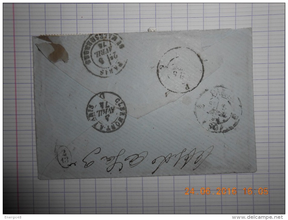 Lot Du 25-06-16_01_rare Bande De Trois Du N°60 Type 2,reexpediée,marque Facteur Verso De St Haon Le Chateau,GC 3655 - 1871-1875 Ceres