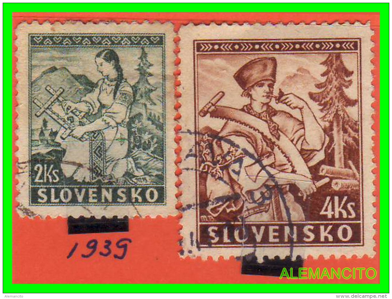 SLOVAQUIA  ( EUROPA ) 2 SELLOS AÑO 1939 - Usati