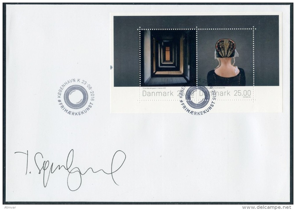 DENMARK / DANEMARK (2016) - Signed Cover - Stamp Art, Embroidered, Bonnet, Guldnakker, Empty Interior, Sondergaard - Lettere