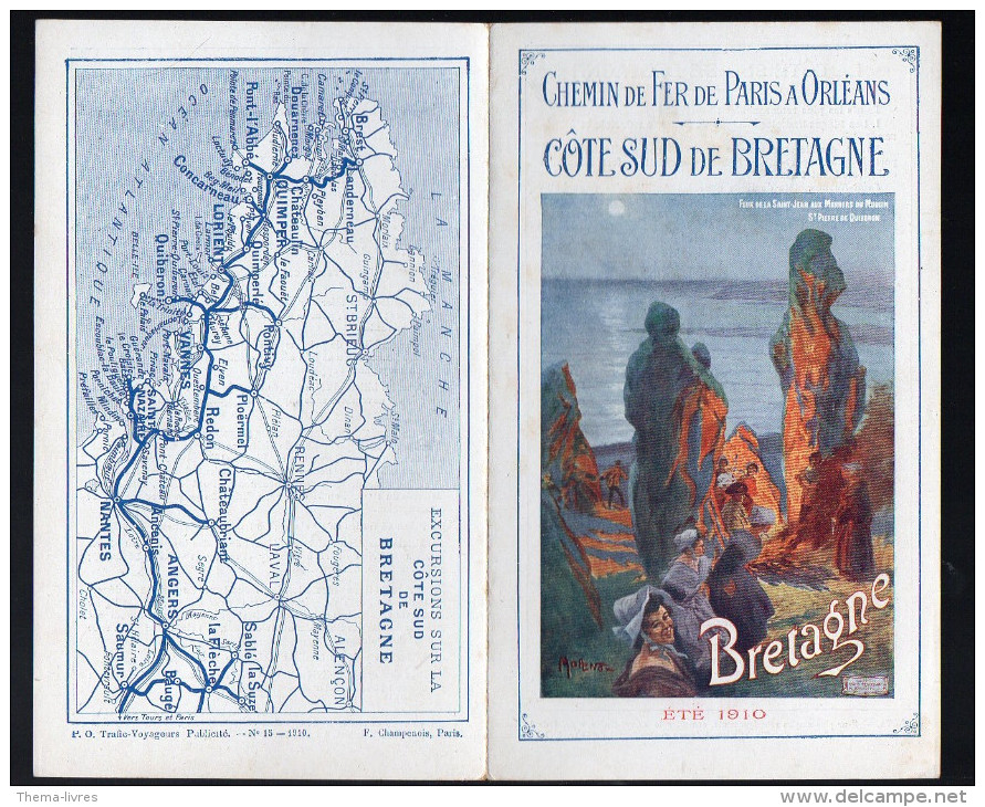 Prospectuschemins De Fer Paris Orléans : BRETAGNE 1910 (PPP3362) - Dépliants Turistici