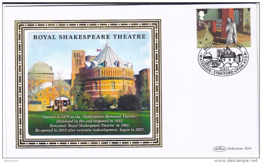 2011 GB Ltd Edition SILK FDC  Illus ROYAL SHAKESPEARE THEATRE  Special Pmk WATERSIDE Stratford   Stamps Cover - 2011-2020 Decimal Issues