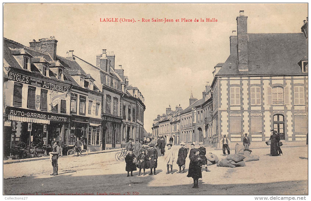 61-L´AIGLE - RUE SAINT JEAN ET PLACE DE LA HALL - L'Aigle