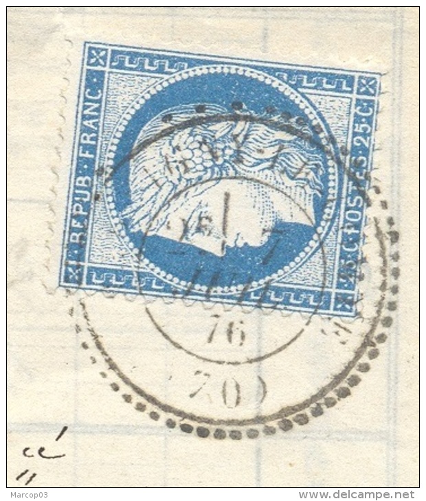 SAONE ET LOIRE 71 MARTIGNY LE COMTE LAC Tad 24 Sur N° 60 Du 07/07/1876 SUP Ind23 - 1849-1876: Période Classique