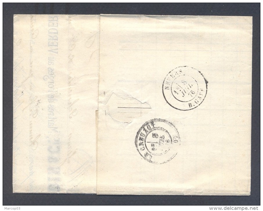 SAONE ET LOIRE 71 MARTIGNY LE COMTE LAC Tad 24 Sur N° 60 Du 07/07/1876 SUP Ind23 - 1849-1876: Période Classique