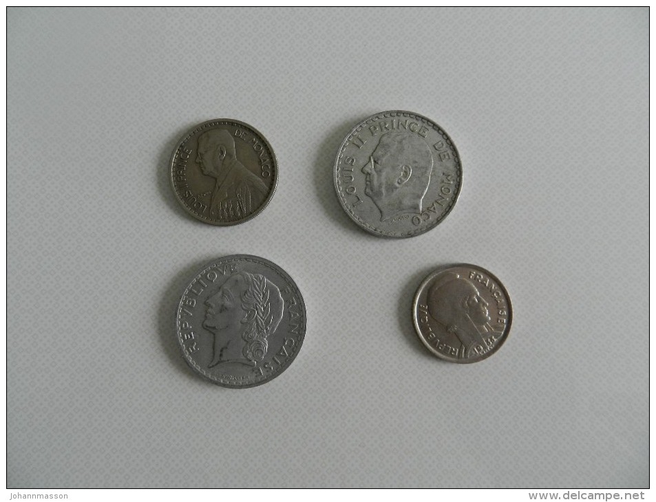 Lot De 4 Monnaies  Petit Tirage   5 Francs 1945b  + 5 Francs 1933 Bazor  + 5 Francs Monaco 1945 +10 Francs Monaco 1946 - Mezclas - Monedas