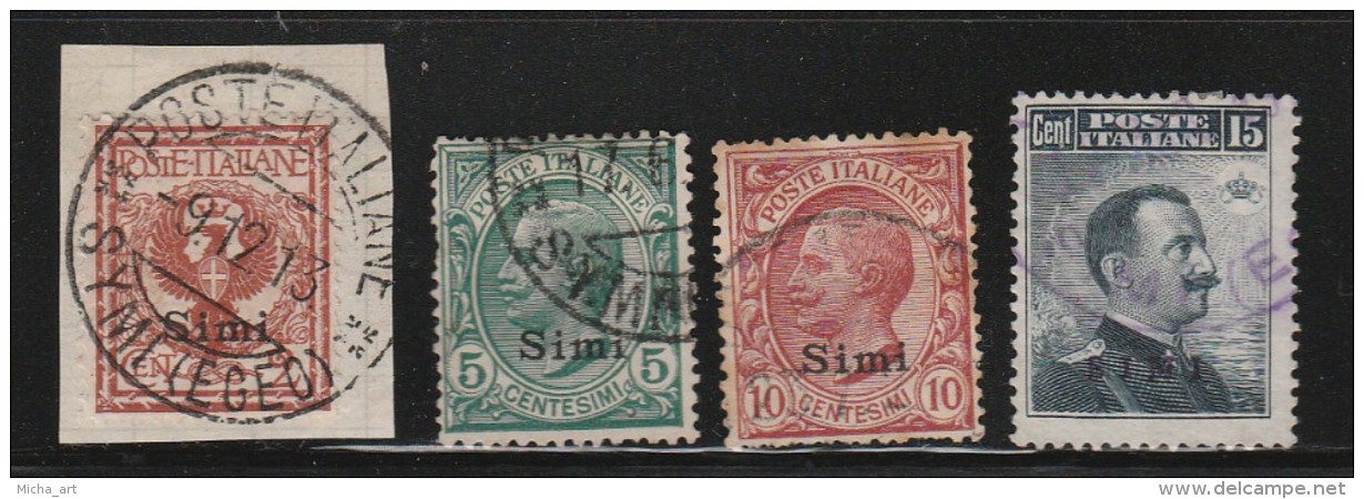 Italian Colonies 1912 Greece Aegean Islands Egeo Simi No 1-4 Lot Used (B352) - Ägäis (Simi)