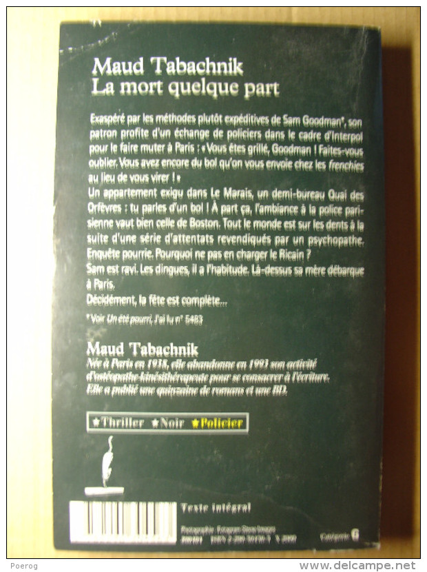 MAUD TABACHNIK - LA MORT QUELQUE PART - J´AI LU POLICIER N°5691 - 2000 - J'ai Lu