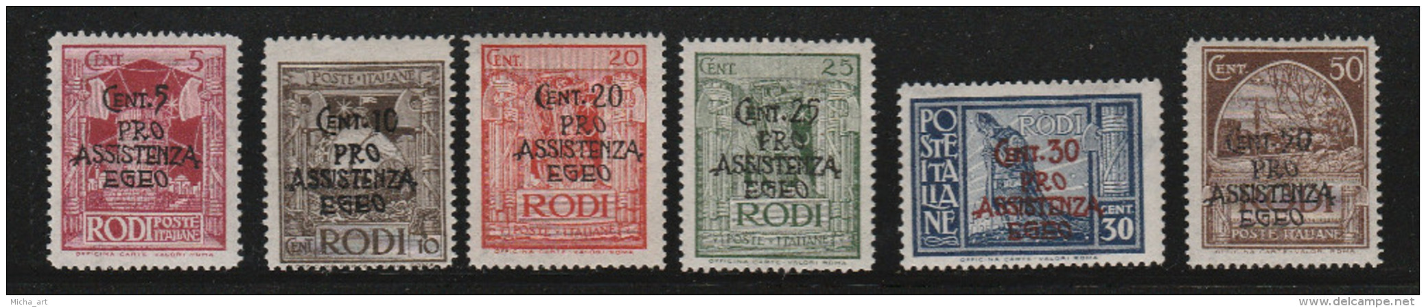 Italian Colonies Egeo Aegean Islands German Occupation 1943 Surcharge "PRO ASSISTENZA EGEO" Lot MNH/MH (B352) - Aegean (German Occ.)