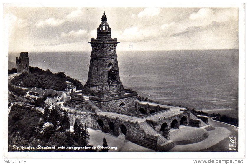 Kyffhäuser - S/w Kyffhäuserdenkmal Mit Ausgegrabener Oberburg - Kyffhäuser