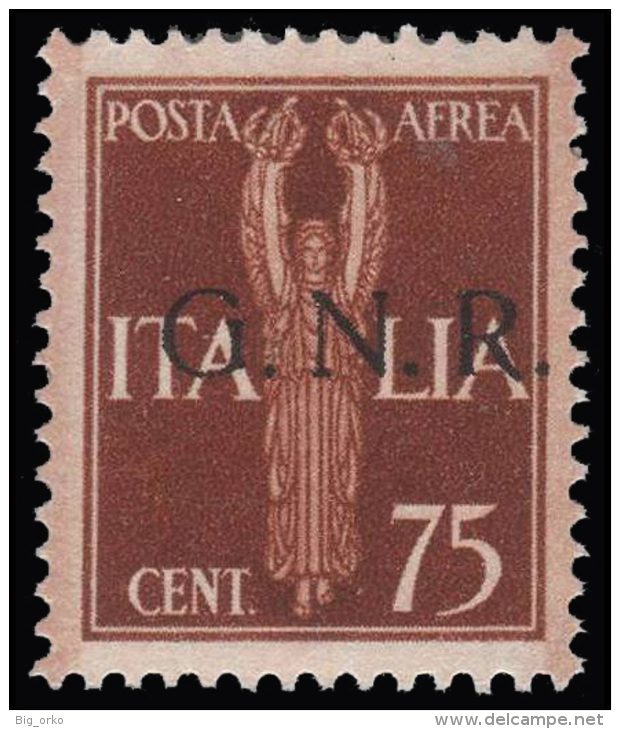 Italia: R.S.I. - Guardia Nazionale Repubblicana / Posta Aerea: 75 C. Bruno Giallo - 1944 - Luftpost