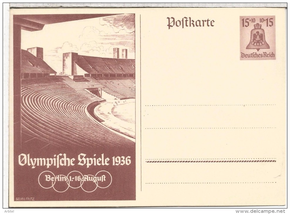 ALEMANIA REICH 1936 ENTERO POSTAL JUEGOS OLIMPICOS DE BERLIN ESTADIO OLIMPICO - Ete 1936: Berlin