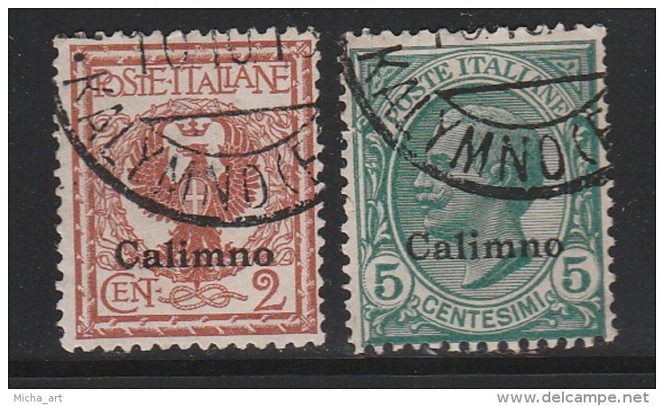 Italian Colonies 1912 Greece Aegean Islands Egeo Calino Calimnos No 1 And 2 Lot Used (B353) - Egée (Calino)