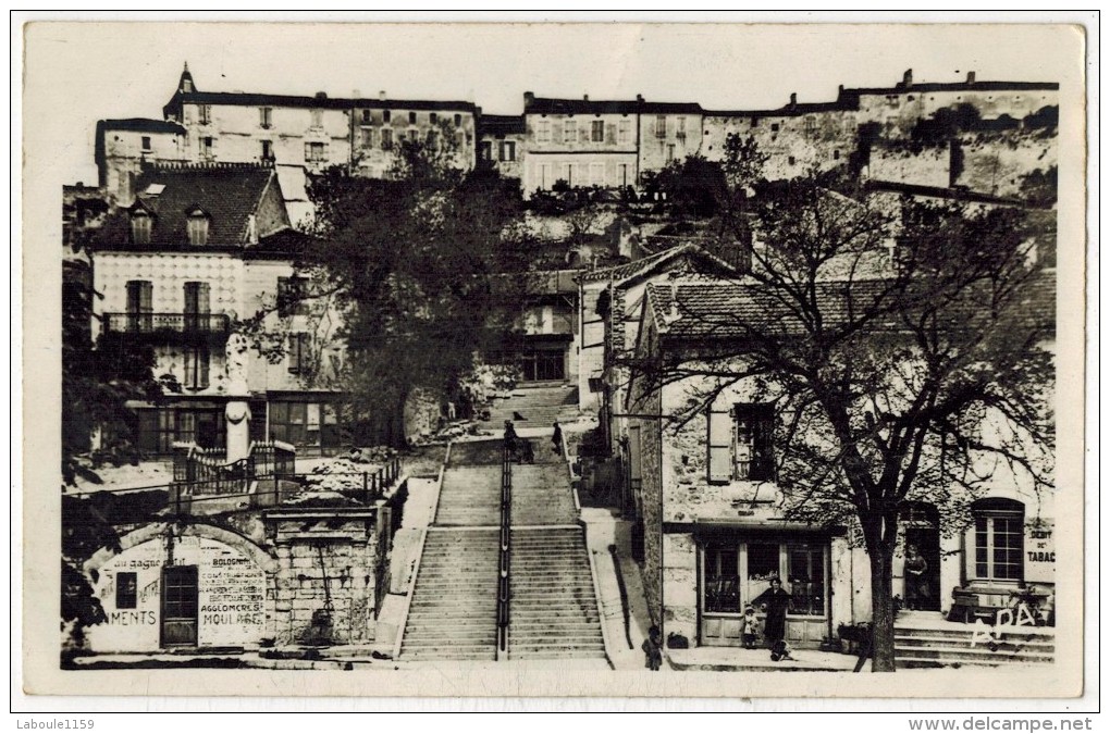 LAUZERTE De Type Carte Photo APA : " Faubourg Dauriac Grand Escalier " - Verso André Chaubard Montauban - Lauzerte