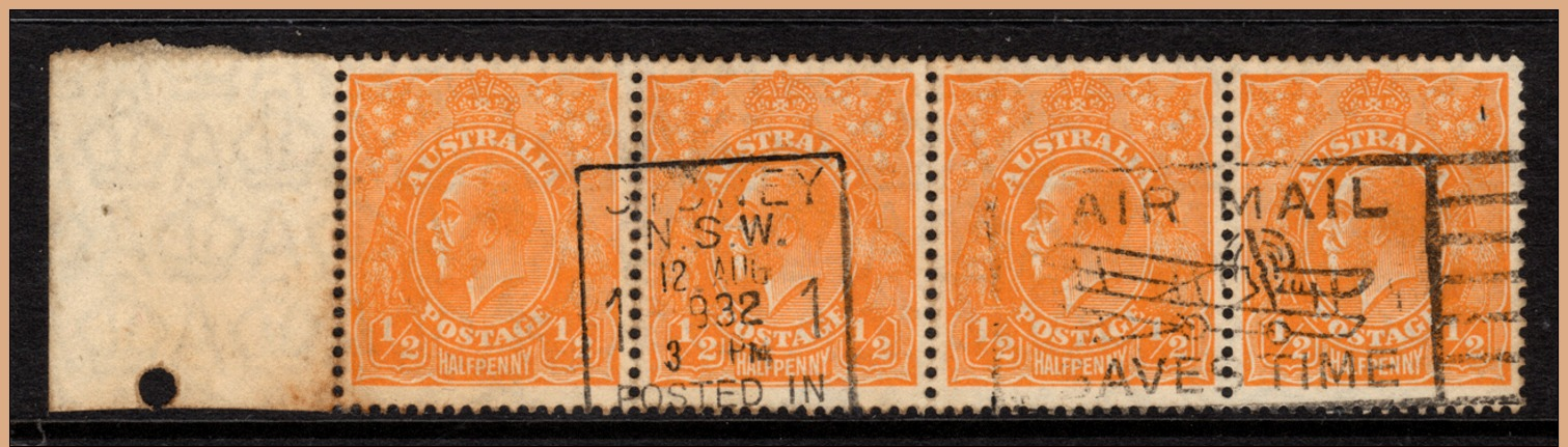 Australia  1926   "1/2d  Orange,  Perf 13.5 X 12.5"    X 4   VFU   (0) - Used Stamps