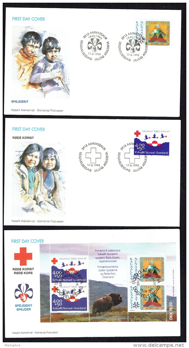 1993  Red Cross And Boy Scouts  Stamps And Souvenir Sheet On 3 FDCs  MiNr 236-7, Block 4 - FDC