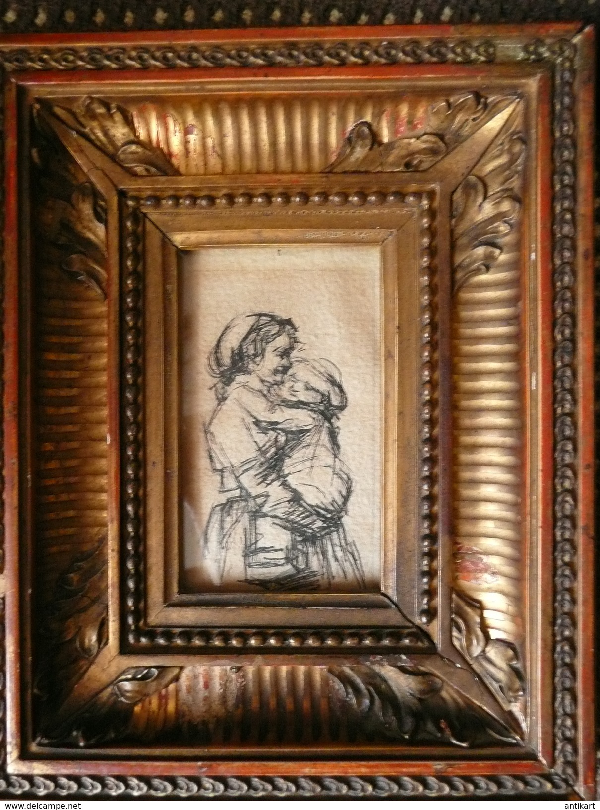 Ecole Ou Suiveur De Rembrandt - XVIIe - Femme Tenant Un Enfant - Dibujos