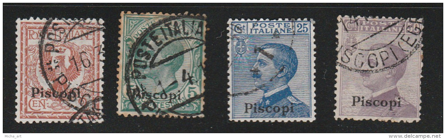 Italian Colonies 1912 Greece Aegean Islands Egeo Piscopi No 1, 2, 5 And 7 Lot Used (B353) - Egée (Piscopi)