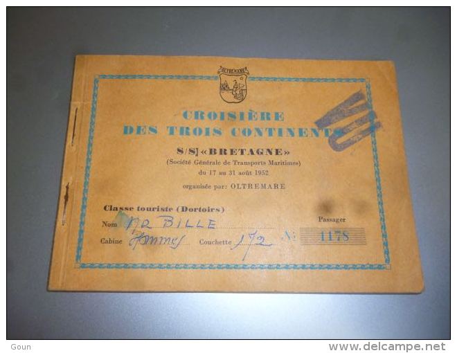 AA3-15 Société Générale Des Transports Maritimes SGTM Carnet De Billets Escales Oltremare Croisière Des 3 Continents - World