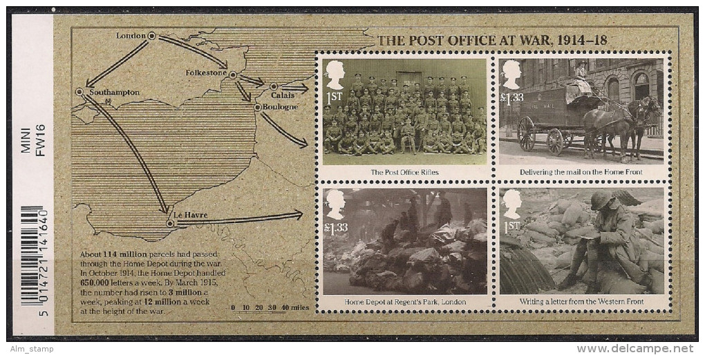 2016 Grossbritannien Mi.  Bl. 102**MNH  1st. World War 2016 - Nuevos