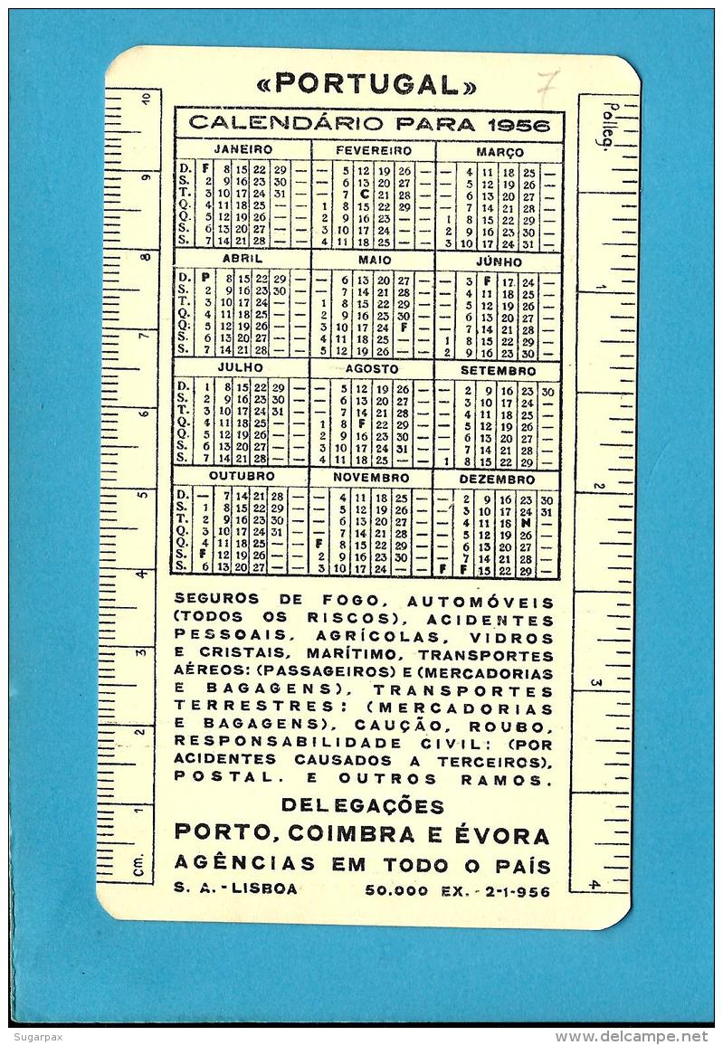 COMPANHIA De SEGUROS " PORTUGAL " - 1956 - Pocket Calendar - Tamaño Pequeño : 1941-60