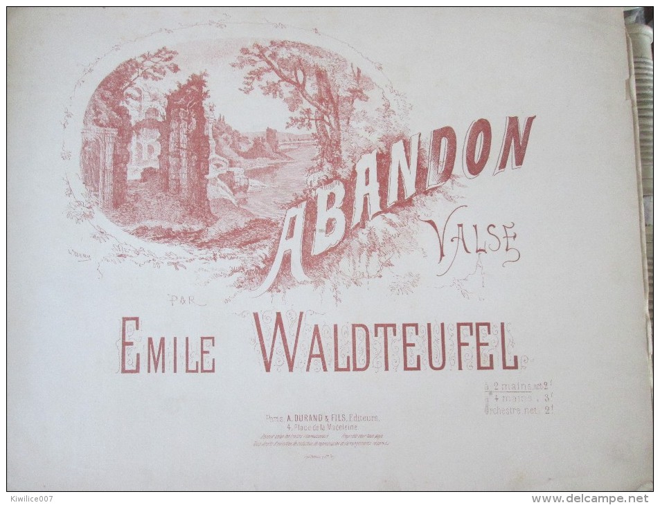 Emile  WALDTEUFEL   Partition  Abandon Valse Piano - Liederbücher