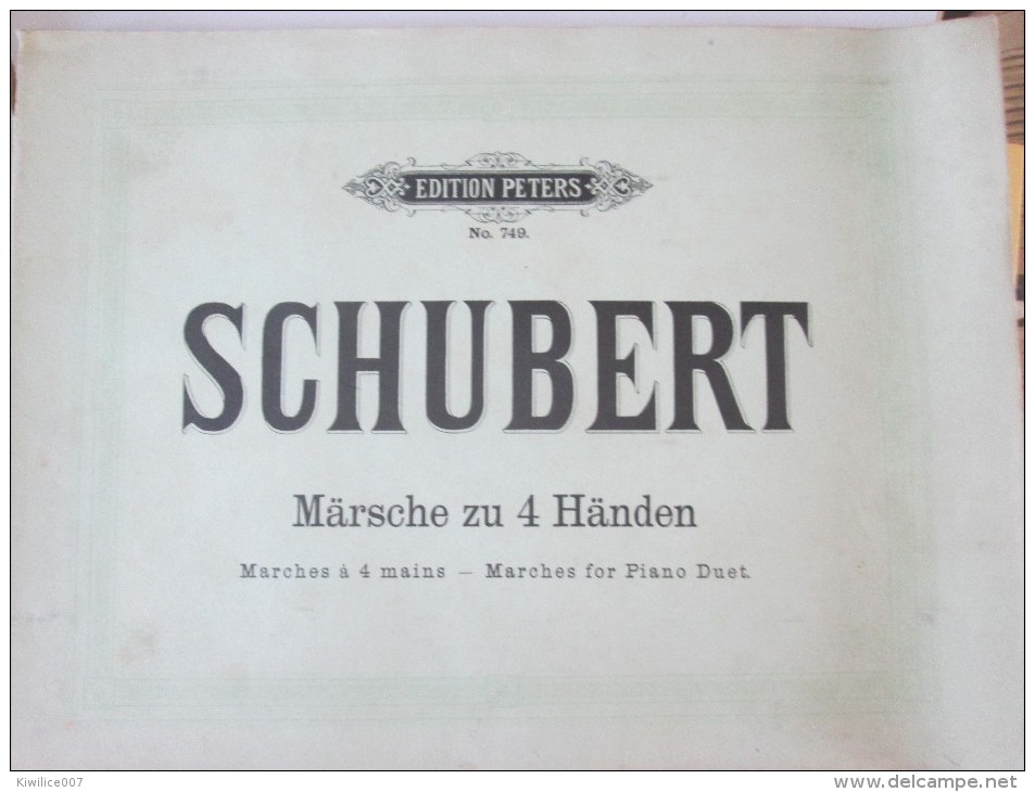 Schubert Ed Peters  749 Piano   à  4 Mains Partition  Marche  For Piano Duet Handen - Chansonniers