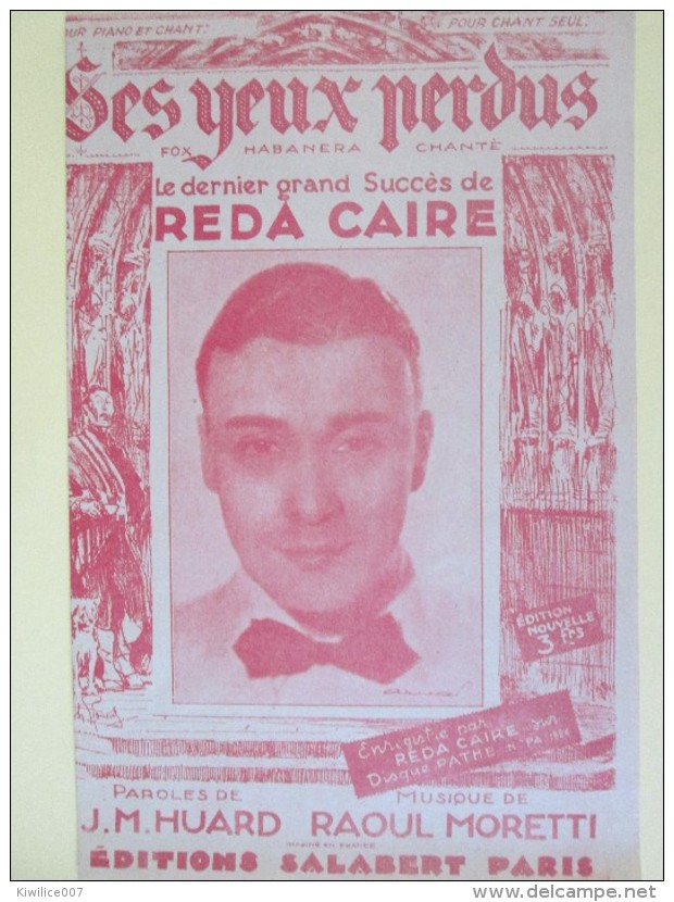 Ses Yeux Perdus Partition    Le Succes De Reda Caire    J M Huard  Raoul Moretti - Liederbücher