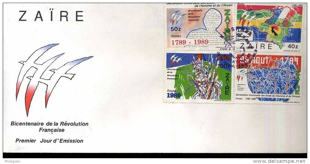 ZAIRE  FDC   REVOLUTION FRANCAISE   14-7-1989 - 1980-1989