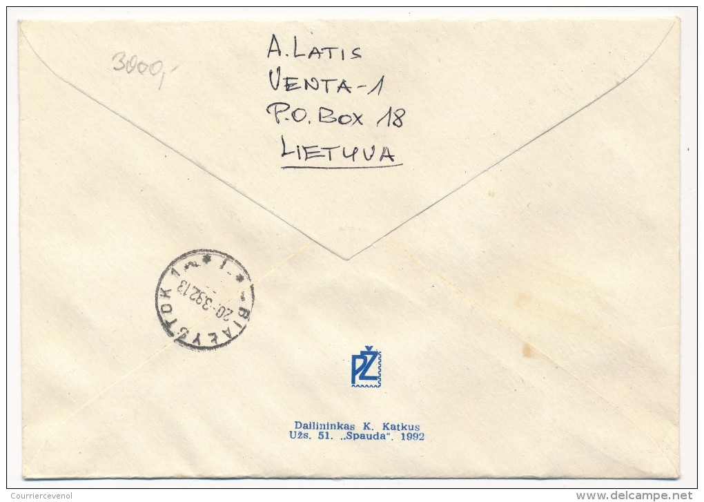 LITUANIE - Une Enveloppe Recommandée - Admission De La Lituanie à L'ONU - 1992 - Ayant Voyagé - ONU
