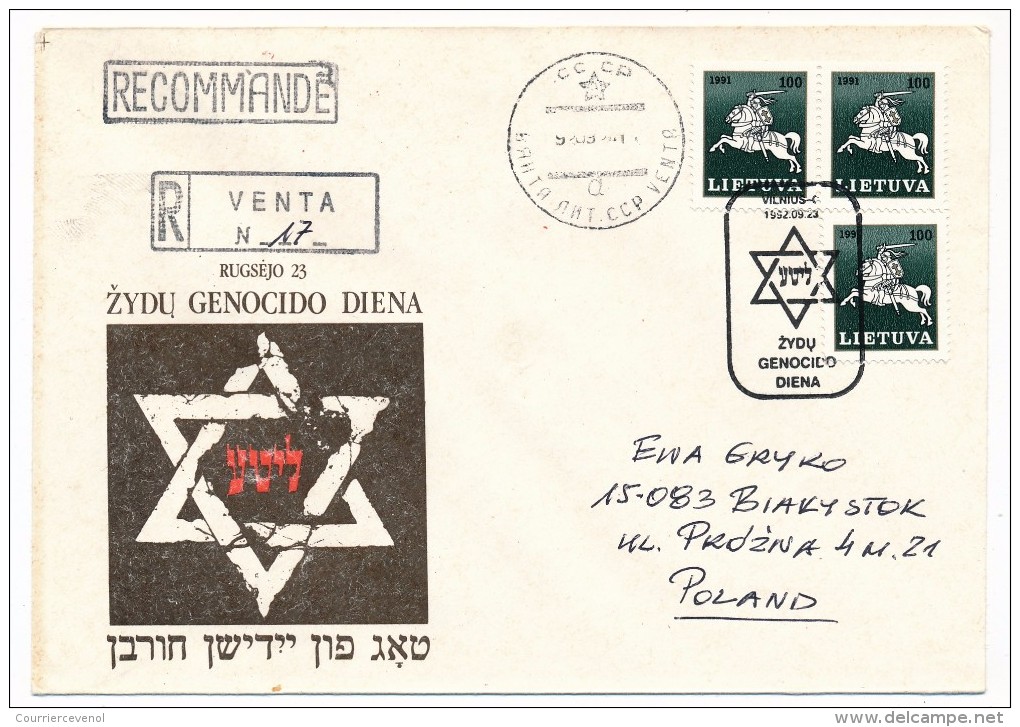 LITUANIE - 2 Enveloppes Commémoratives - 1992 - Holocauste - Judaisme