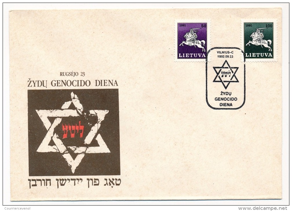 LITUANIE - 2 Enveloppes Commémoratives - 1992 - Holocauste - Judaisme