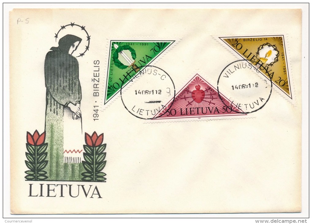 LITUANIE - 5 Enveloppes Avec Timbres Triangulaires - 1992 - "1941 Birzelis" - Lituania