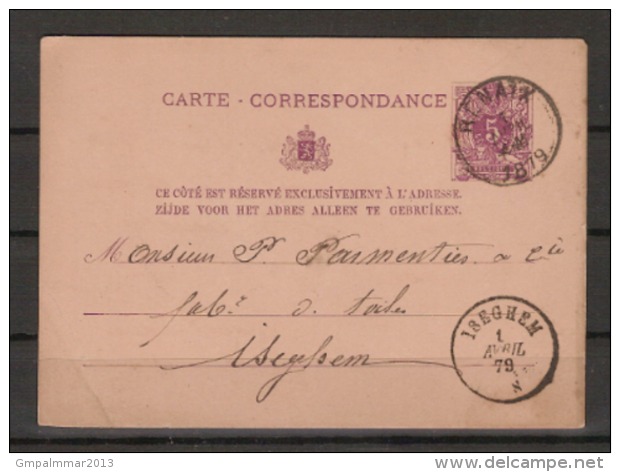 Postkaart / Carte - Correspondance Van Nr. 45 Verzonden Van RENAIX Naar ISEGHEM ( DC ) ; Staat Zie Scan ! - 1869-1888 Liggende Leeuw