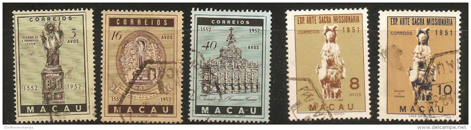 Macao 1952-53 Jesuit Francisco Xavier Death Anniversary & Mission 5 Values Portuguese Colony - Christianity