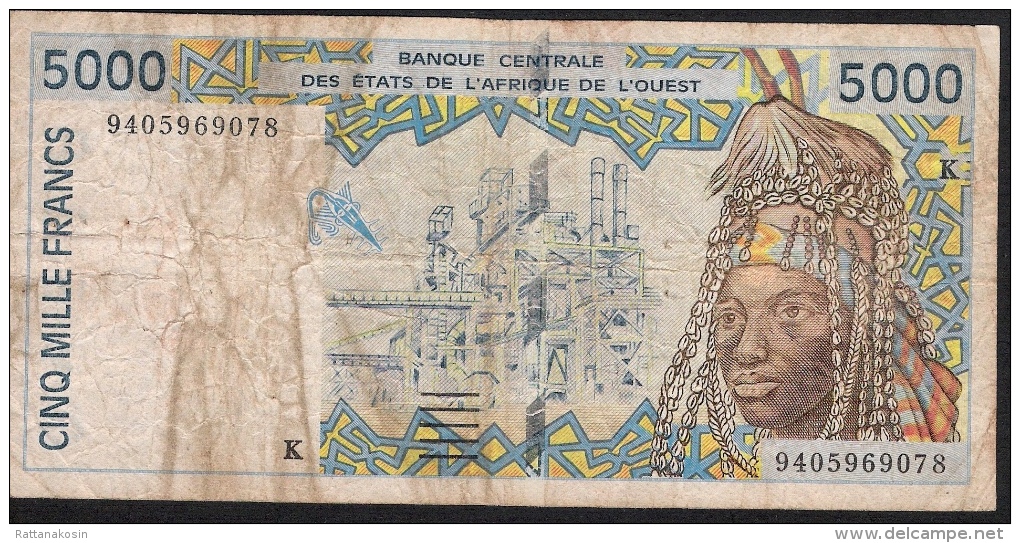 W.A.S. LETTER K = SENEGAL 713Kc 5000 FRANCS (19)94 1994 FINE - Senegal