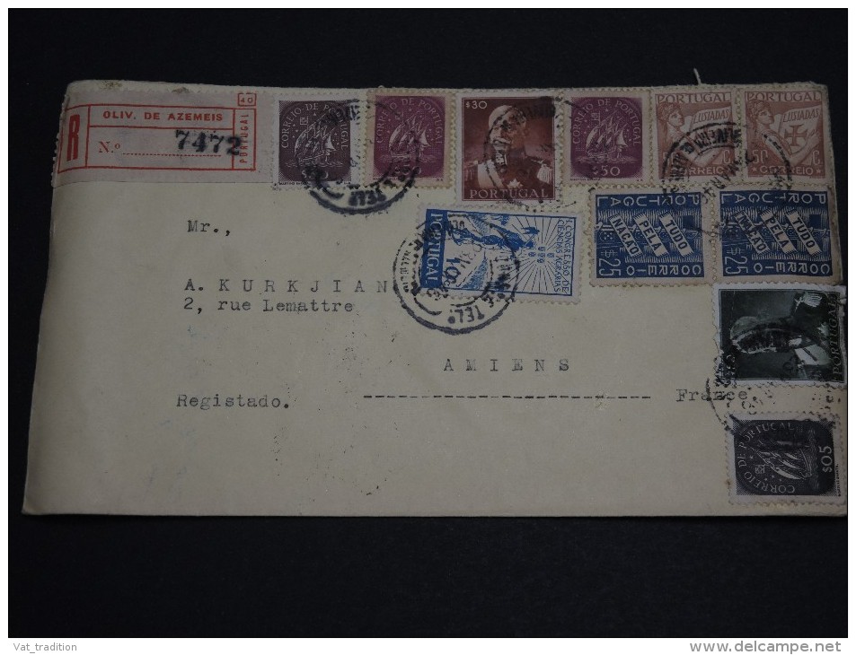 PORTUGAL - Enveloppe En Recommandée Pour La France En 1946 , Affranchissement Plaisant  - A Voir- L 210 - Lettres & Documents
