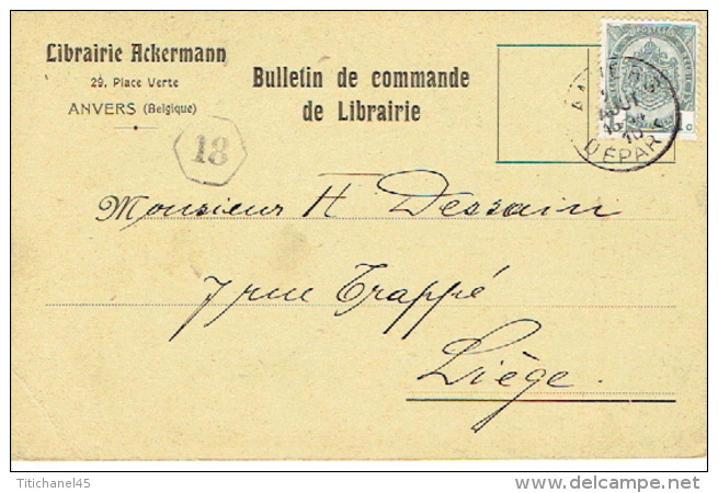 CP/PK Publicitaire ANTERPEN 1910 - Entête LIBRAIRIE ACKERMANN à ANVERS - Antwerpen