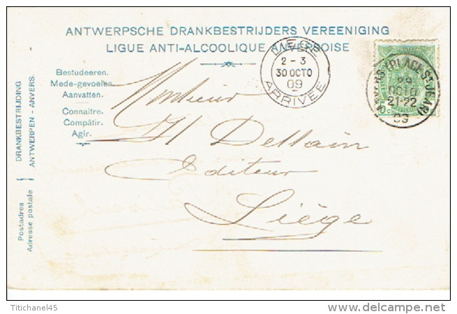 CP/PK Publicitaire ANTWERPEN 1909 - Entête ANTWERPSCHE DRANKBESTRIJDERS VEREENIGING - Antwerpen